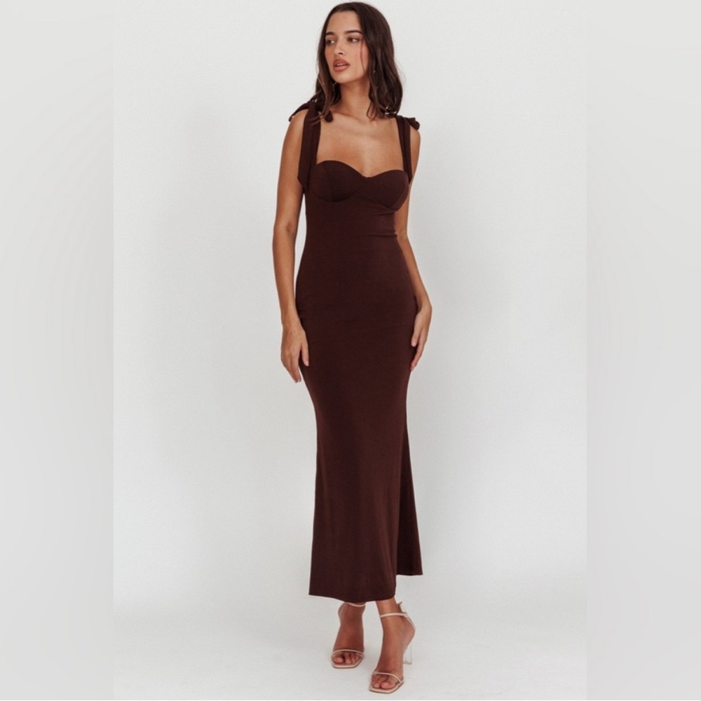 Selfie Leslie Chocolate Brown Maxi Dress